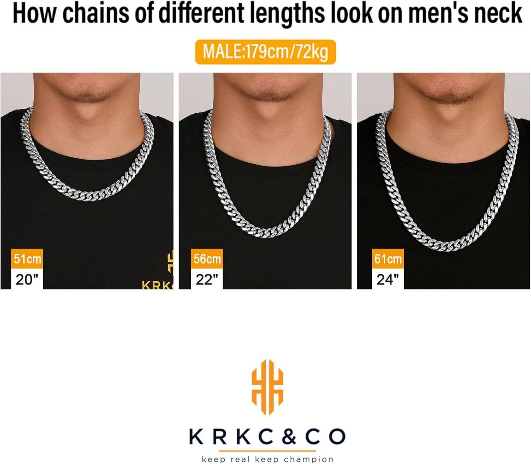 Herren Panzerkette 18K Gold plattiert Cuban Link Chain 12mm Silber Comapss