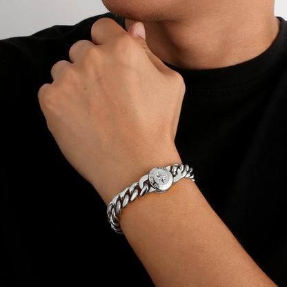 Herren Gold Cuban Armband 18K, 12mm Löwe Totenkopf