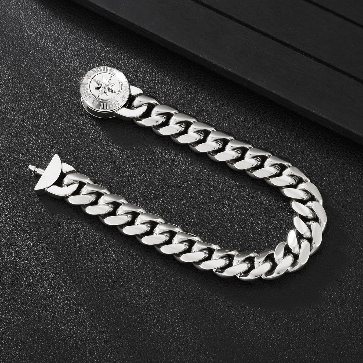 12mm Herren Armband mit Löwe Kopf/Totenkopf Verschluss, 18K Gold