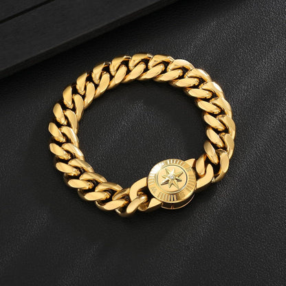 Herren Armband 12mm Gold beschichtet Cuban Armband Löwenkopf/Totenkopf