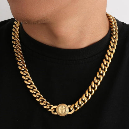 Herren Panama-Kette Löwenkopf Golden 12mm 18K Hip Hopiceps