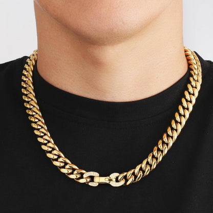 KRKC&CO Panzerkette Herren 12mm Cuban Link Chain Gold/Silber