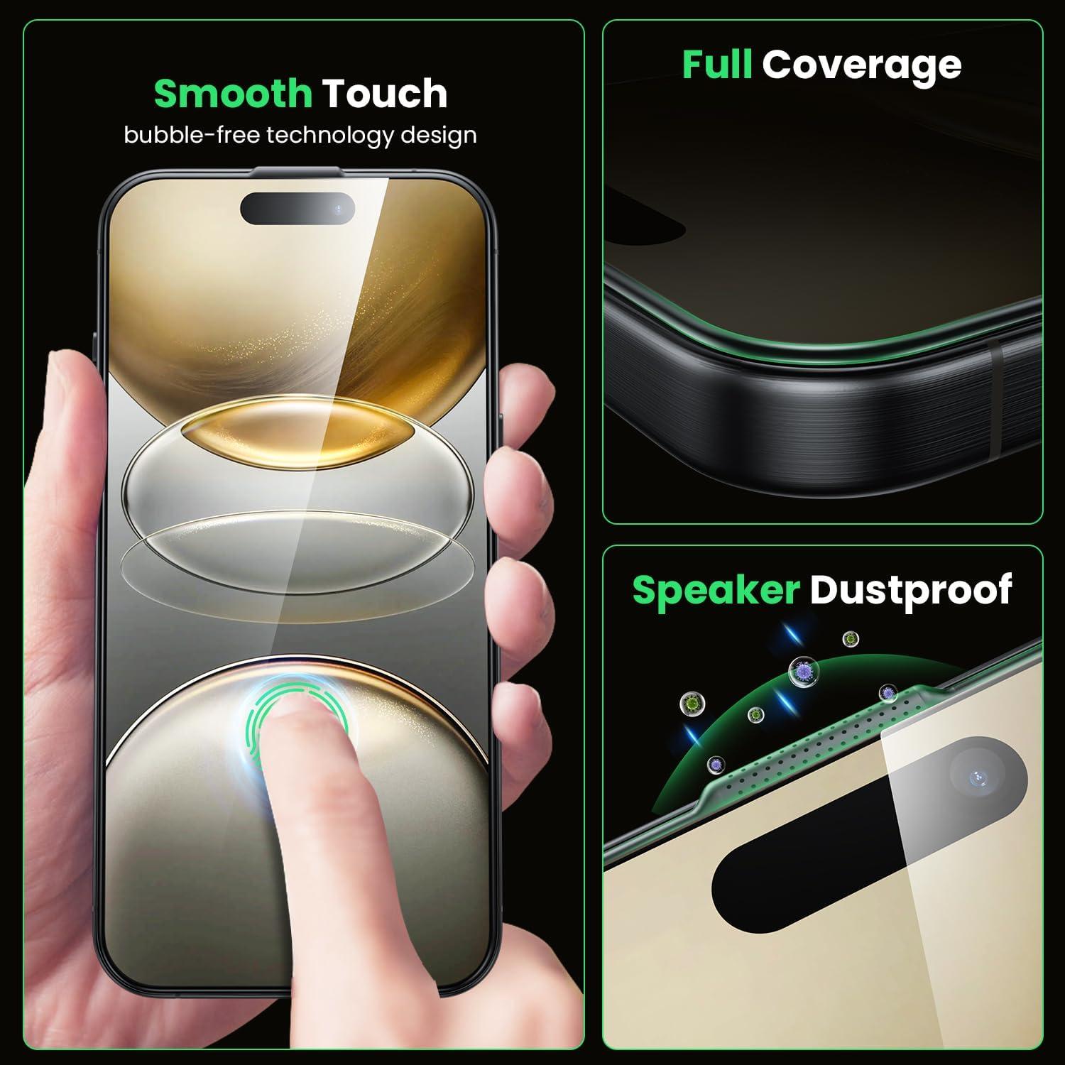 WSKEN iPhone 16 Pro Panzerglas 9H Privacy Sichtschutzfolie 2 Stück