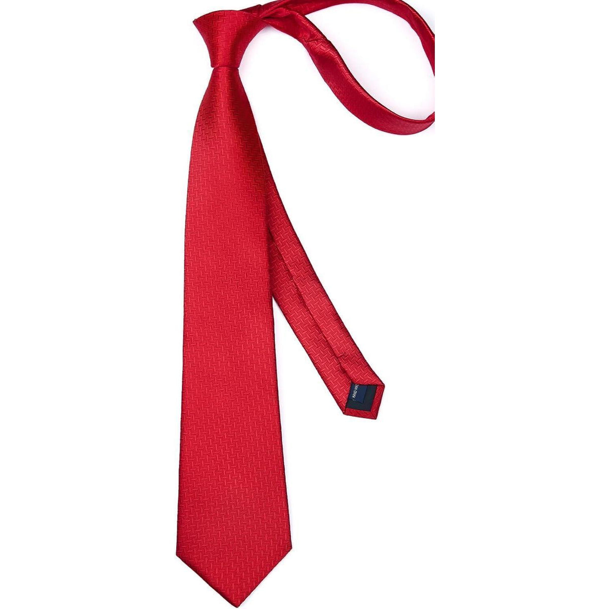 Herren Krawatten-Set mit Einstecktuch und Manschettenknöpfen – Seide Paisley Rot