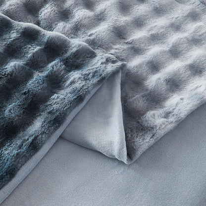 Winter Plüsch Bettwäsche Set 135x200 Grau Blau Flauschig