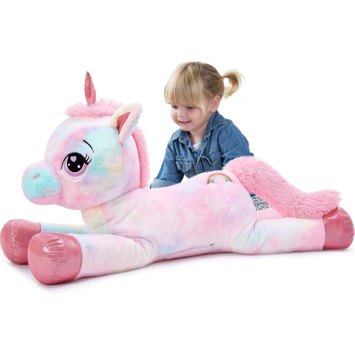 XXL Einhorn Kuscheltier 110cm - Rosa Stofftier Geschenk für Mädchen