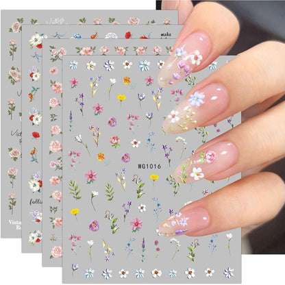 Blumen Nagelsticker - 9 Blatt Nail Art Aufkleber Frühling Sommer