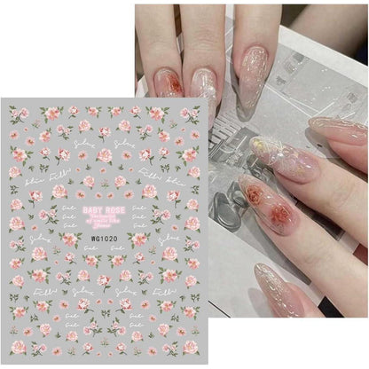 Blumen Nagelsticker - 9 Blatt Nail Art Aufkleber Frühling Sommer