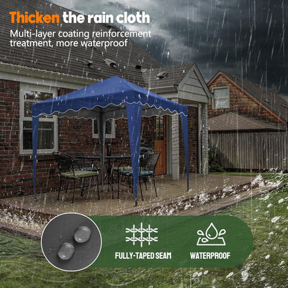Pop-Up Pavillon mit UV-Schutz Wellenkante Blau - Outdoor Festzelt