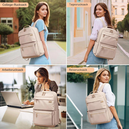 Laptop Rucksack Damen Wasserdicht 15.6 Zoll Schulrucksack Beige