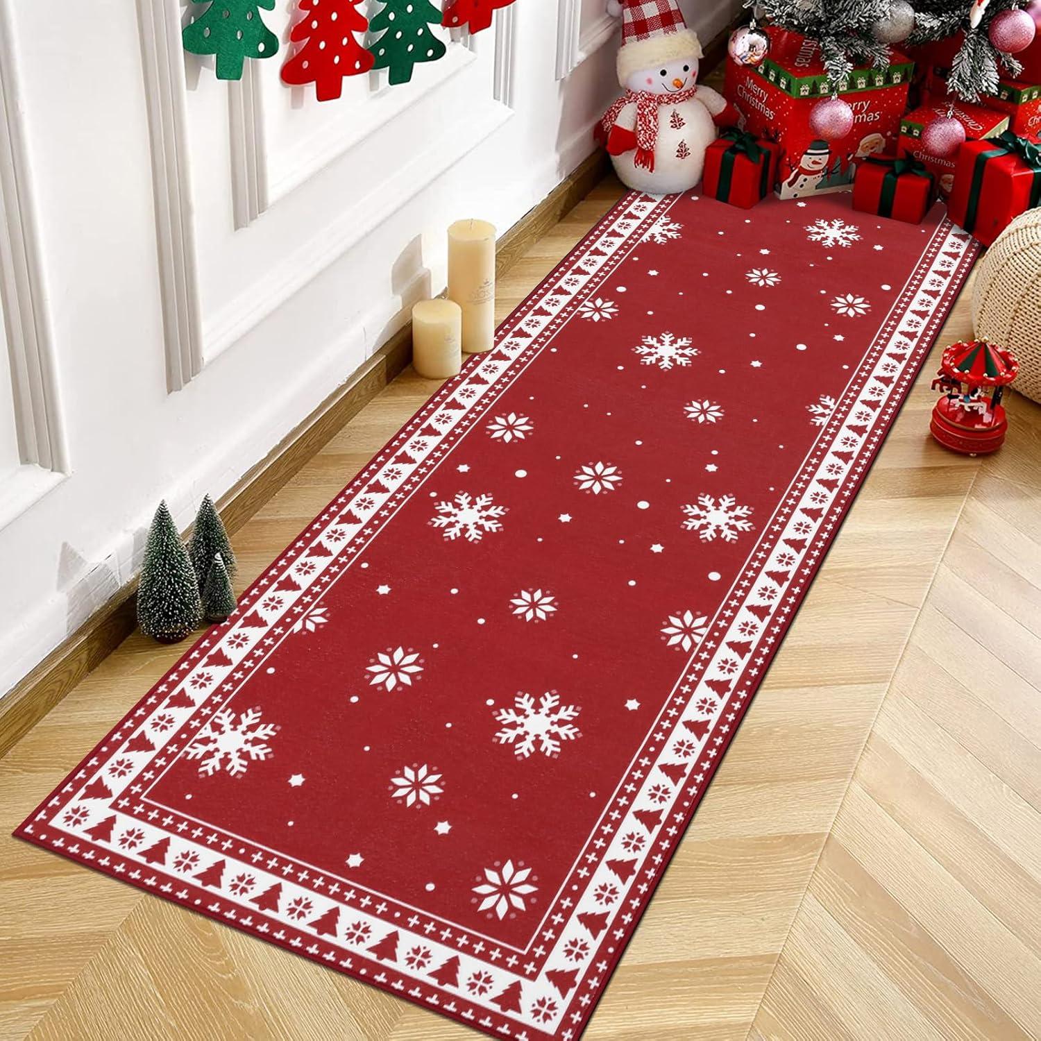 Weihnachtsteppich Läufer rutschfest hochwertig 60 x 180 cm