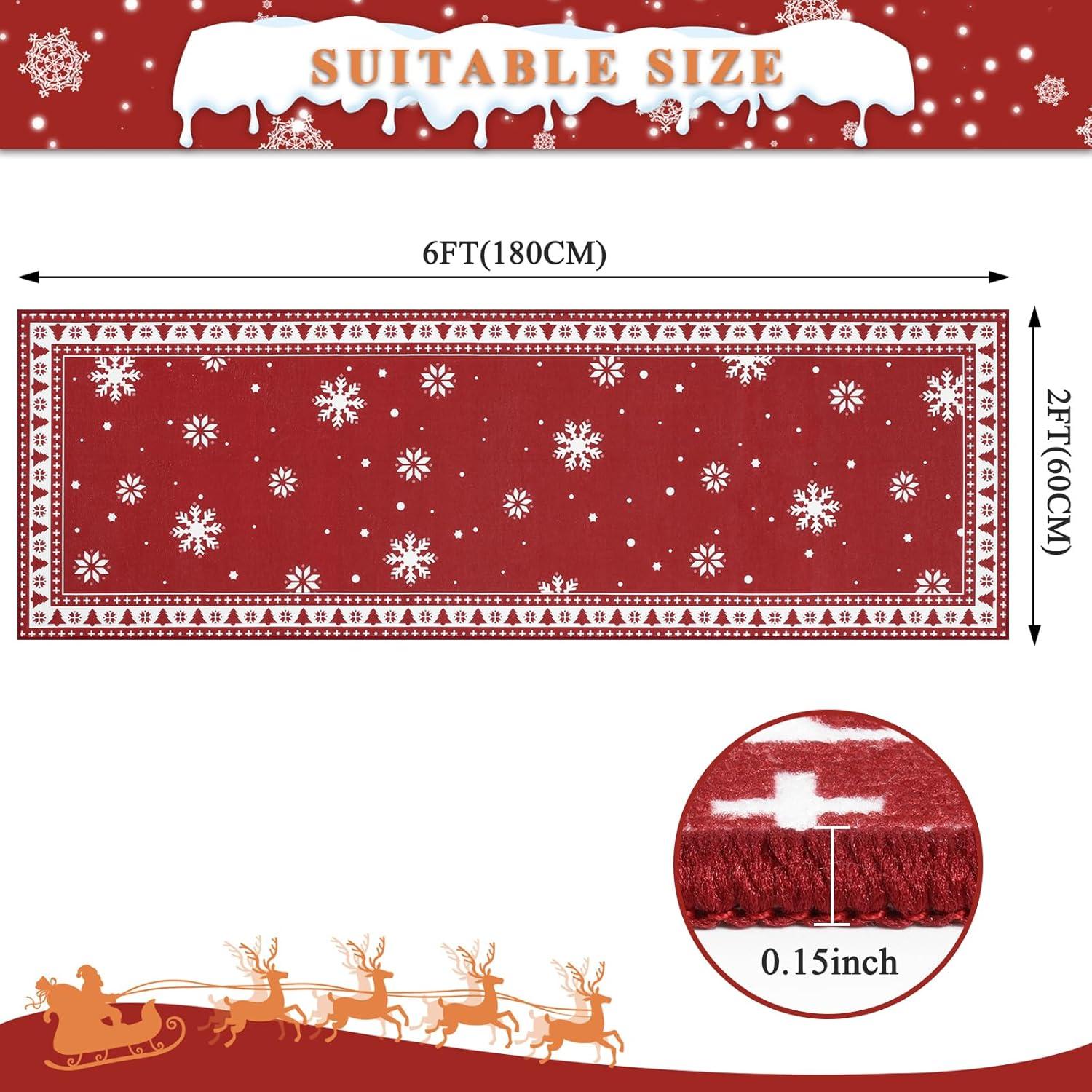 Weihnachtsteppich Läufer 60x180cm rutschfest Küchenteppich hochwertig flur Eingangsbereich