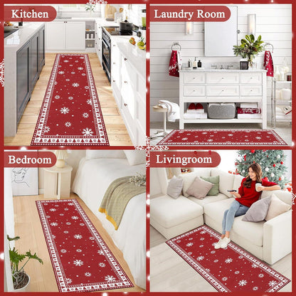 Weihnachts Teppich Läufer rutschfest 60x180cm Hochwertig für Küche Wohnzimmer