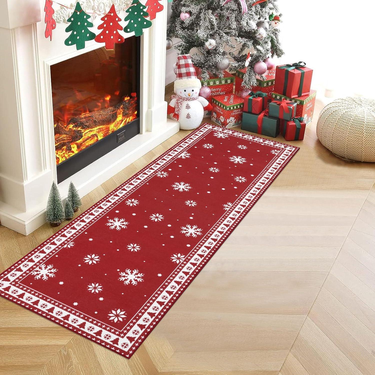 Weihnachts Teppich Läufer rutschfest 60x180cm Hochwertig für Küche Wohnzimmer