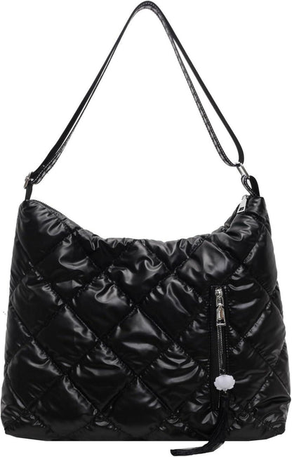 Gesteppte Puffer Schultertasche Damen Baumwolle Winter Umhängetasche