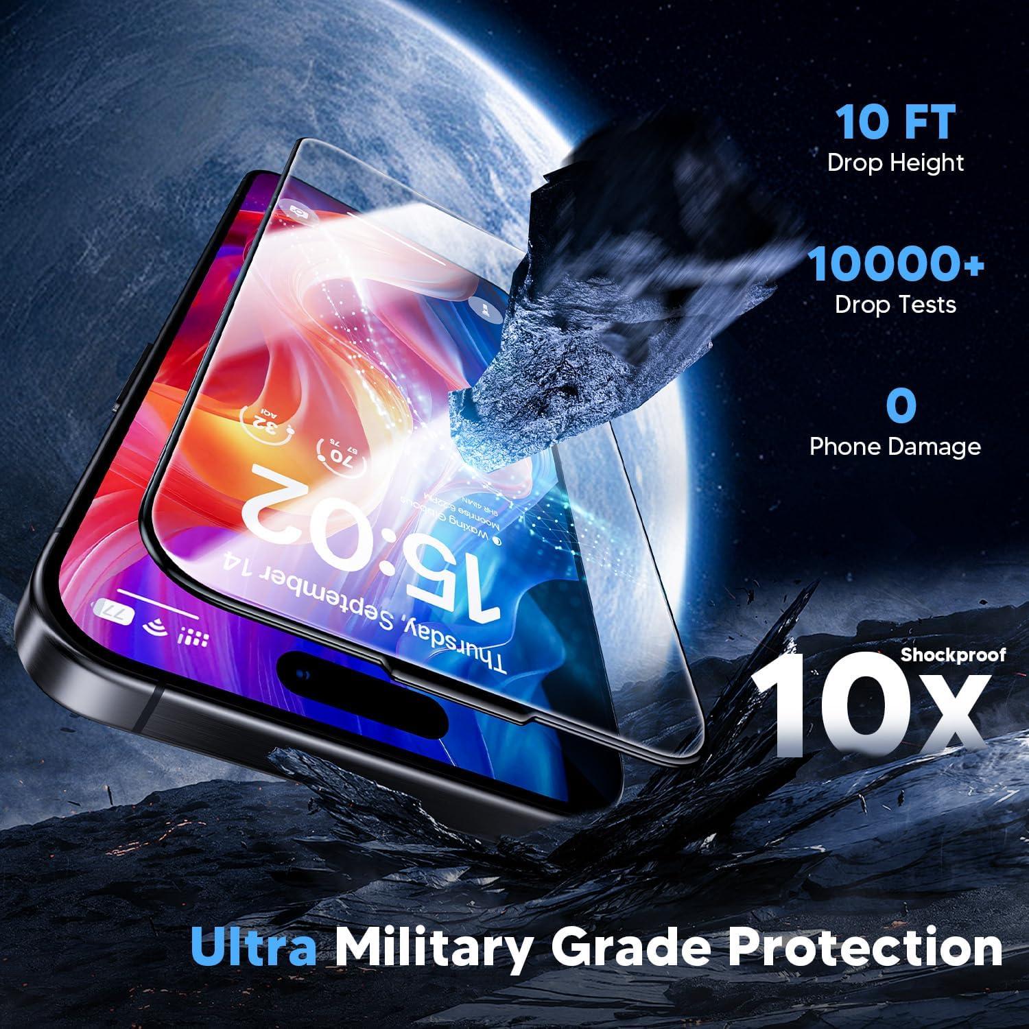 WSKEN iPhone 16 Pro Max Panzerglas 9H Härte HD-Klar Schutzfolie 2 Stück