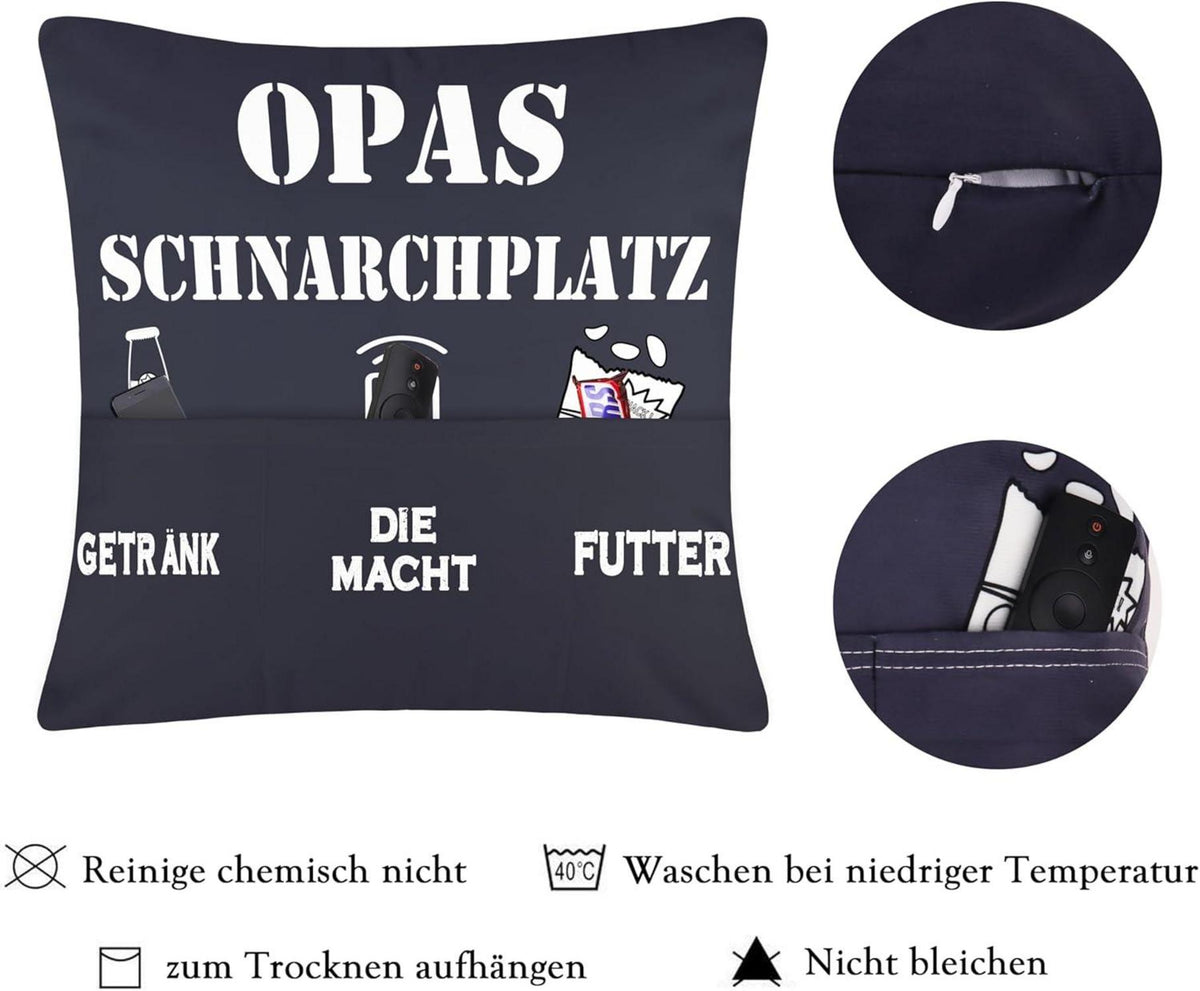 Geschenk Kissenbezug Opa 45x45 Weihnachten 3 Taschen Enkel Bester Opa
