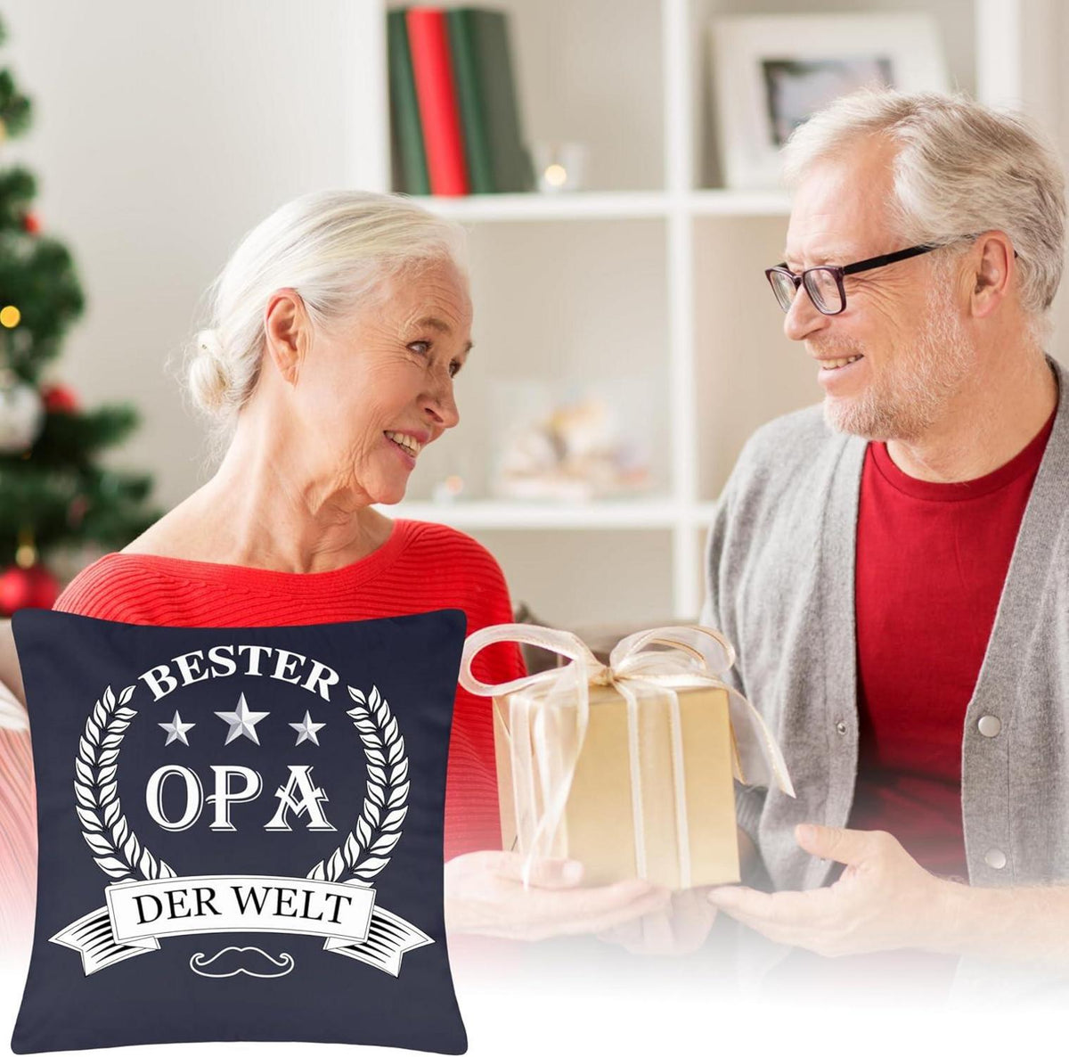Weihnachtskissenbezug 45x45 Opa Geschenk Enkel 3 Taschen Bester Opa