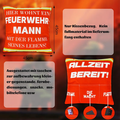Feuerwehr Geschenke Kissenbezug 45x45 mit 3 Tasche