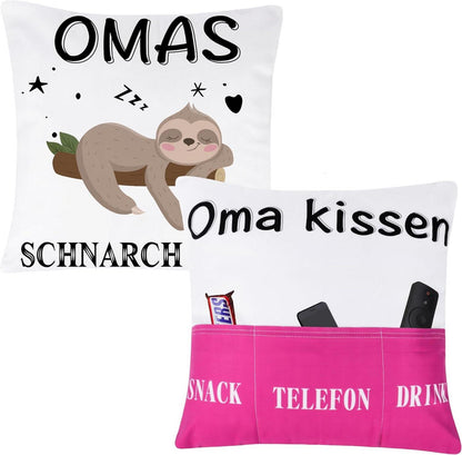 Oma Geschenk Kissenbezug 45x45 mit 3 Tasche Lustig Muttertag