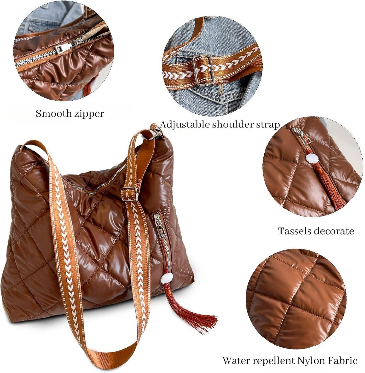 JANSBEN Gesteppte Schultertasche mit breitem Gurt Damen Winter Umhängetasche