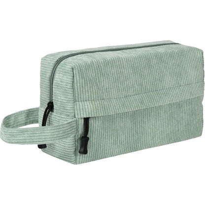 Cord Kosmetiktasche Set Damen Grün mit Aufhänger und Täschchen