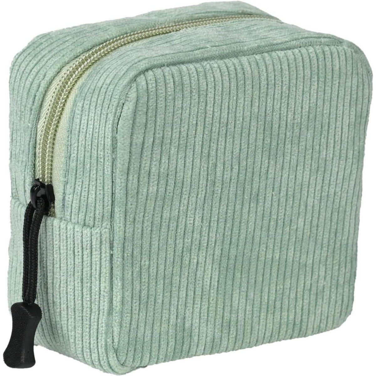 Cord Kosmetiktasche Set Damen Grün mit Aufhänger und Täschchen