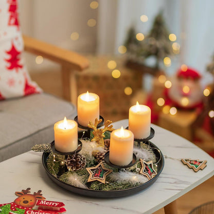 Moderner Adventskranz Metall Schwarz 30cm Rund Tablett