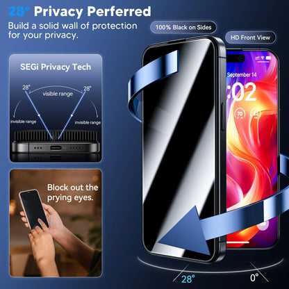 WSKEN iPhone 16/15 Panzerglas Privacy Displayschutz 2er Set