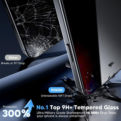WSKEN iPhone 16/15 Panzerglas Display Schutzfolie Privacy 9H Härte 2 Stück