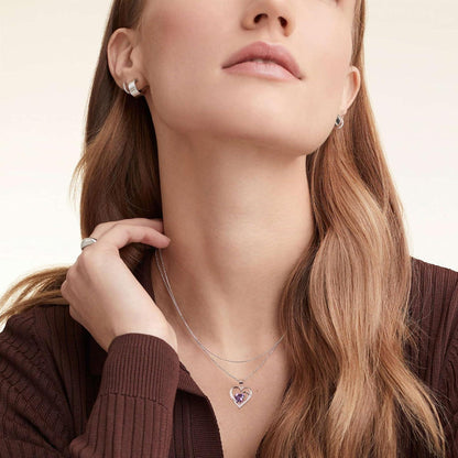Damen Halskette 925 Silber Herz Anhänger Schmuck violett