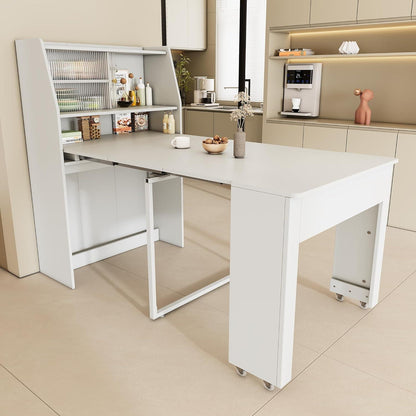 Ausziehbarer Esstisch weiß – Platzsparender Esszimmertisch mit Stauraum
