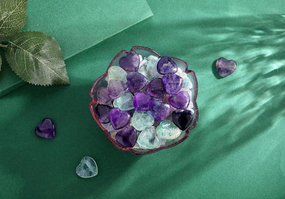 Herz Steine Set Fluorit Kristalle Glückssteine Chakra Meditation