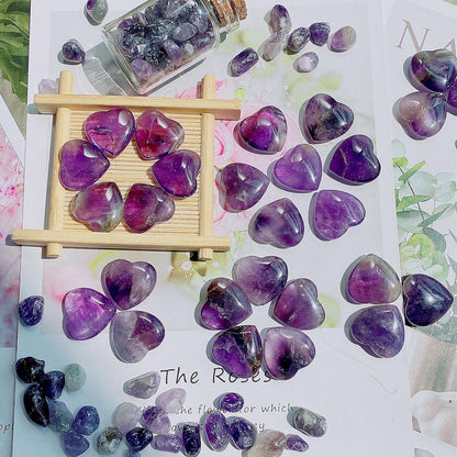 Amethyst Herz Steine Set 20 Stück Heilung Kristalle Glückssteine
