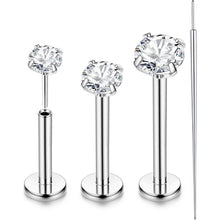 G23 Titan Labret Piercing mit CZ Stein, 3er Set