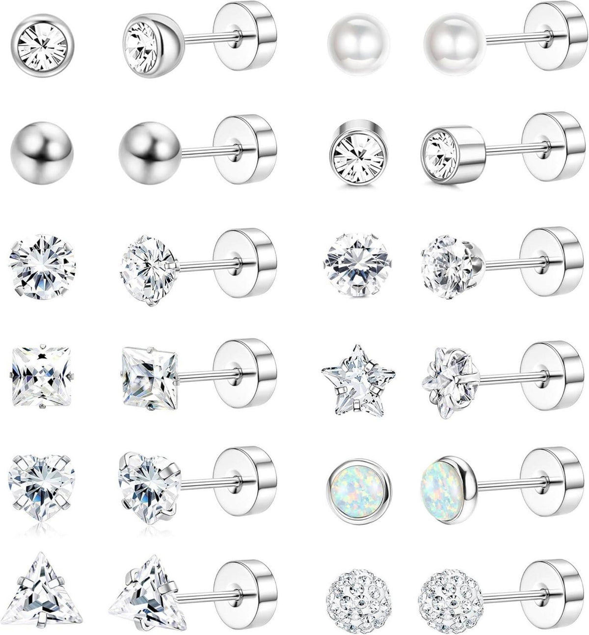 Medizinische Chirurgenstahl Ohrringe Set Silber 12 Paar SOP