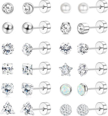 Medizinische Chirurgenstahl Ohrringe Set Silber 12 Paar SOP