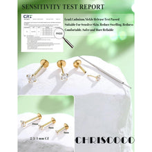 G23 Titan Labret Piercing mit CZ, 3er Set, 16G/18G/20G