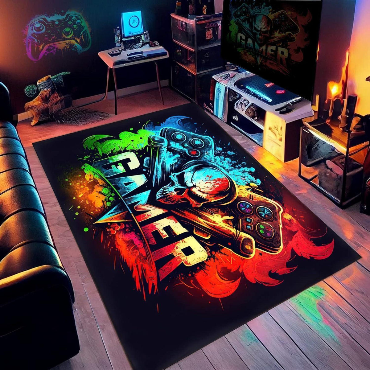 3D Gaming Teppich 160x200 cm - Rutschfest & Waschbar
