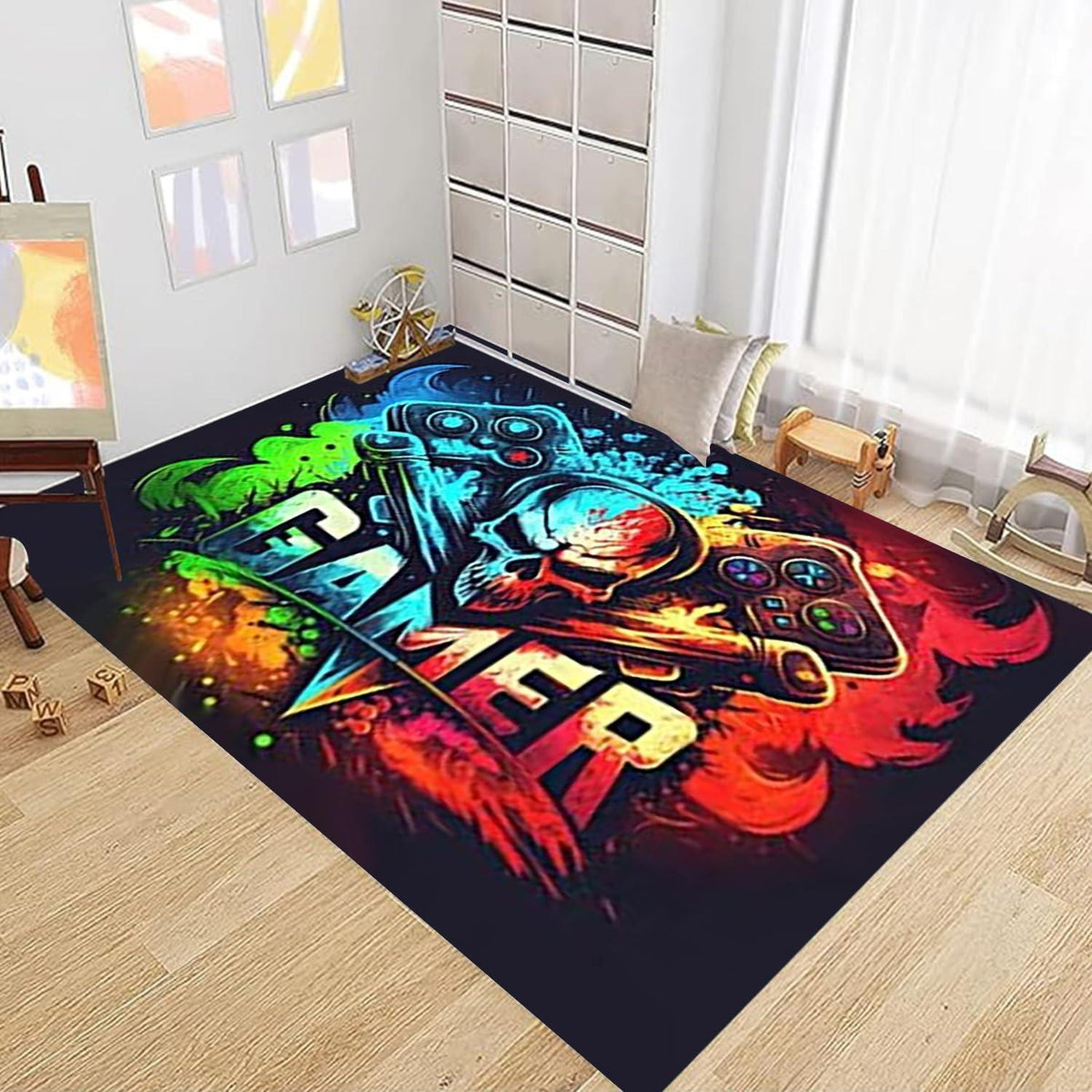 3D Gaming Teppich 160x200 cm - Rutschfest & Waschbar
