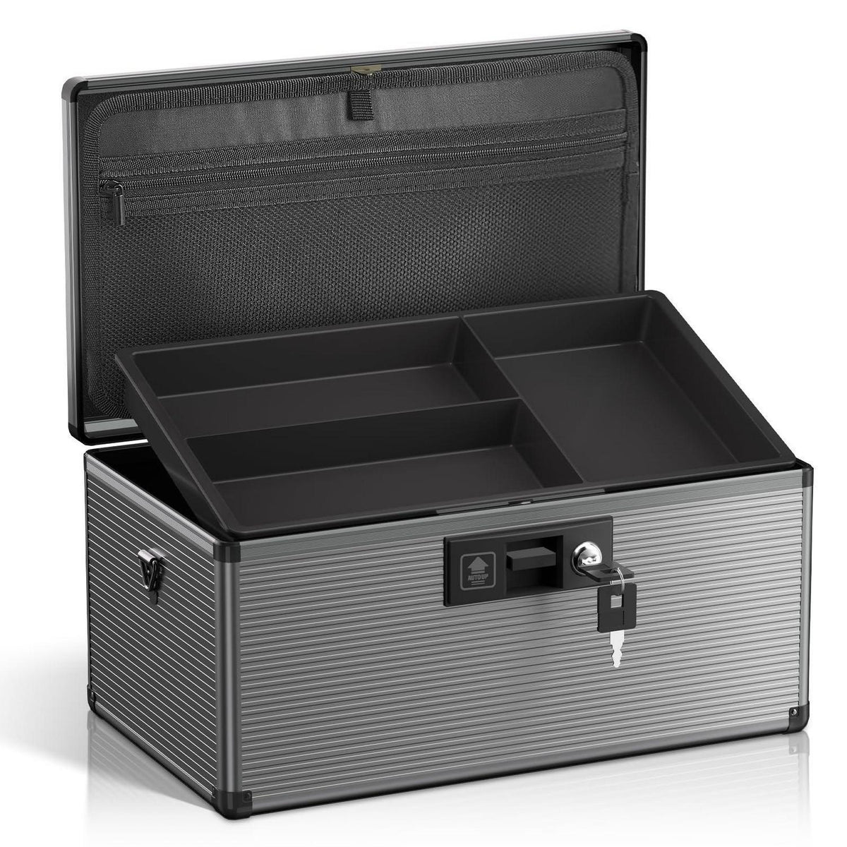 Medizin-Schlossbox aus Aluminium – Extra Groß & Schwarz