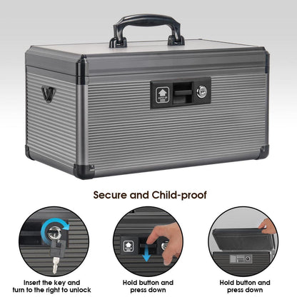 Medizin-Schlossbox aus Aluminium – Extra Groß & Schwarz