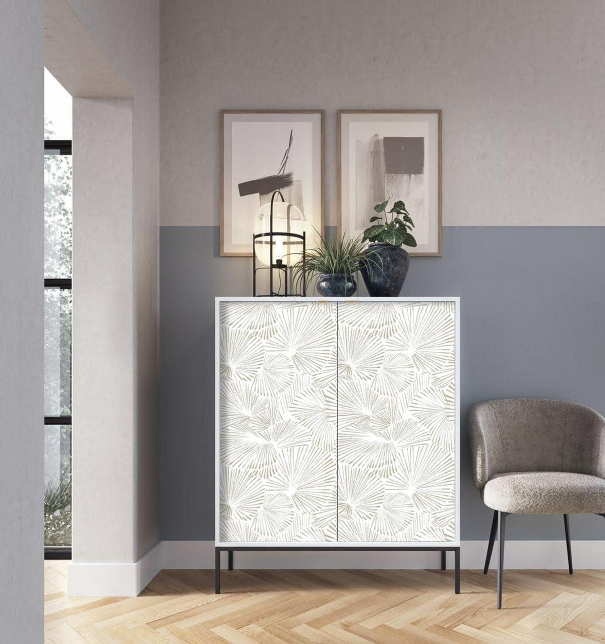 Selbstklebende Beige Linie Tapete 44 x 300 cm wasserdicht