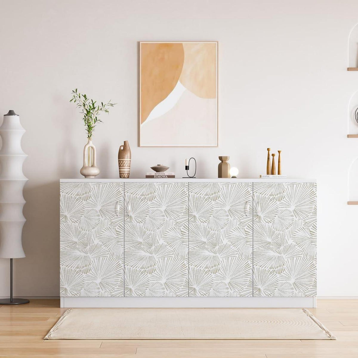 Selbstklebende Tapete Möbelaufkleber Modernes Beige Linien Design 44x300 cm