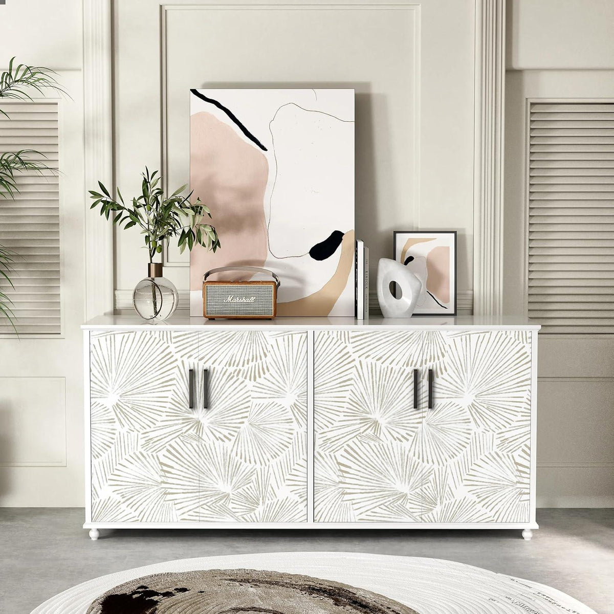 Selbstklebende Tapete Beige Linie Modern 44x300 cm Vinyl Film