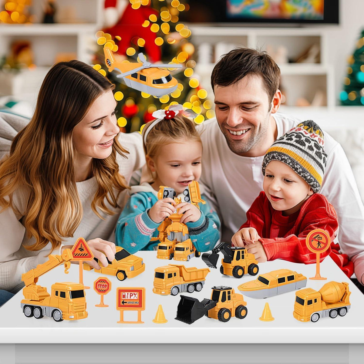 Adventskalender Autos 2024 Kinder magnetisch Verformungs Baufahrzeug Baustelle