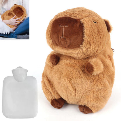 Wärmflasche Kinder Capybara Plüschtier Kuscheltier mit herausnehmbarem Behälter