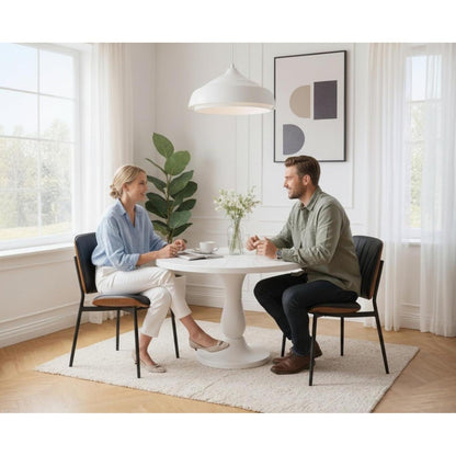Esszimmerstuhl Set Grau, Metallbeine in Lederoptik