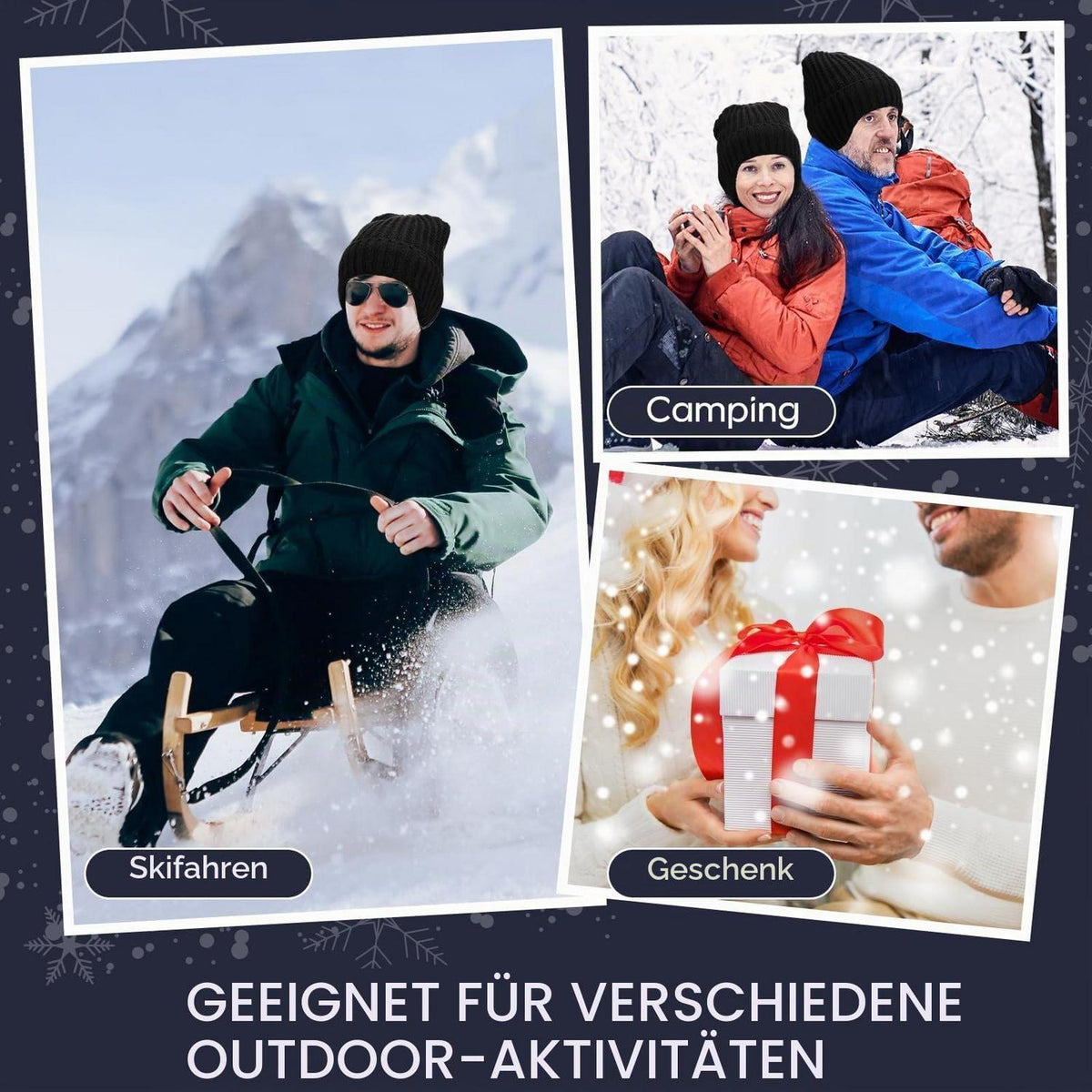 Strickmütze mit Ohrenklappen für Damen und Herren, warm gefüttert