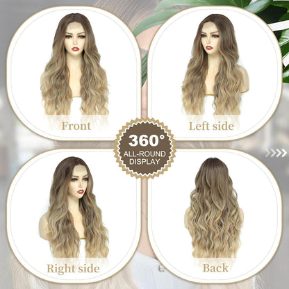 26 Zoll Lang Blonde Ombre Perücke – Synthetisch & Natürlich